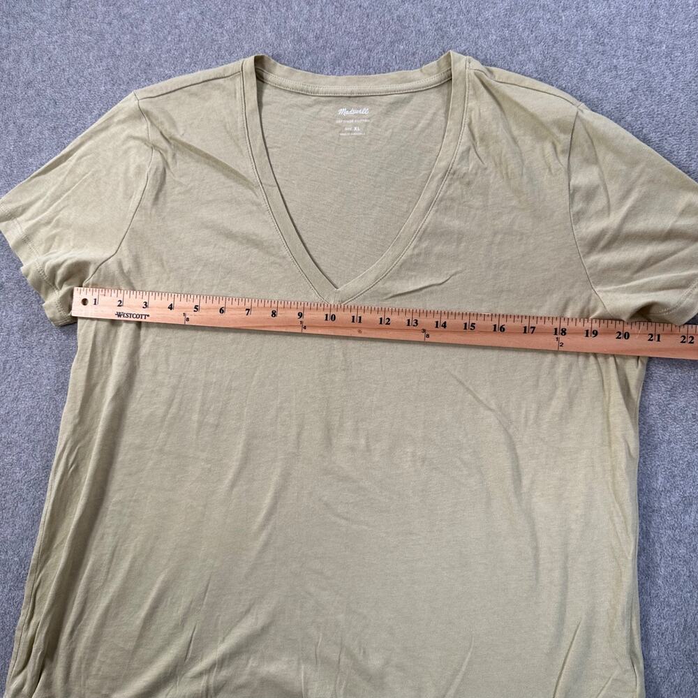 Madewell Softfade Cotton V-Neck Tee Shirt Women X-Large Short Sleeve Green P1265 - Picture 6 of 9